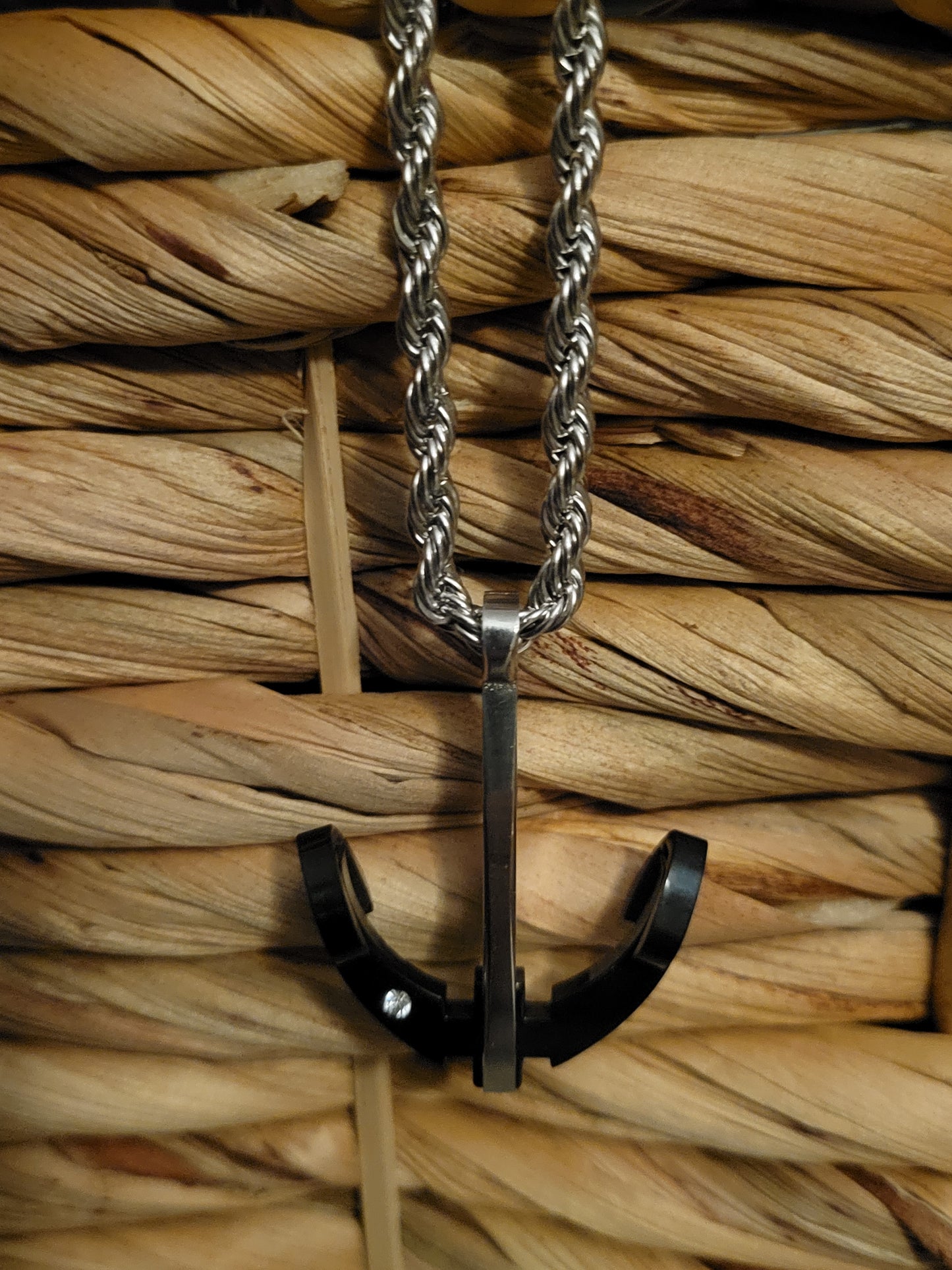 Stainless Steel Bicolor Anchor Rope Necklace