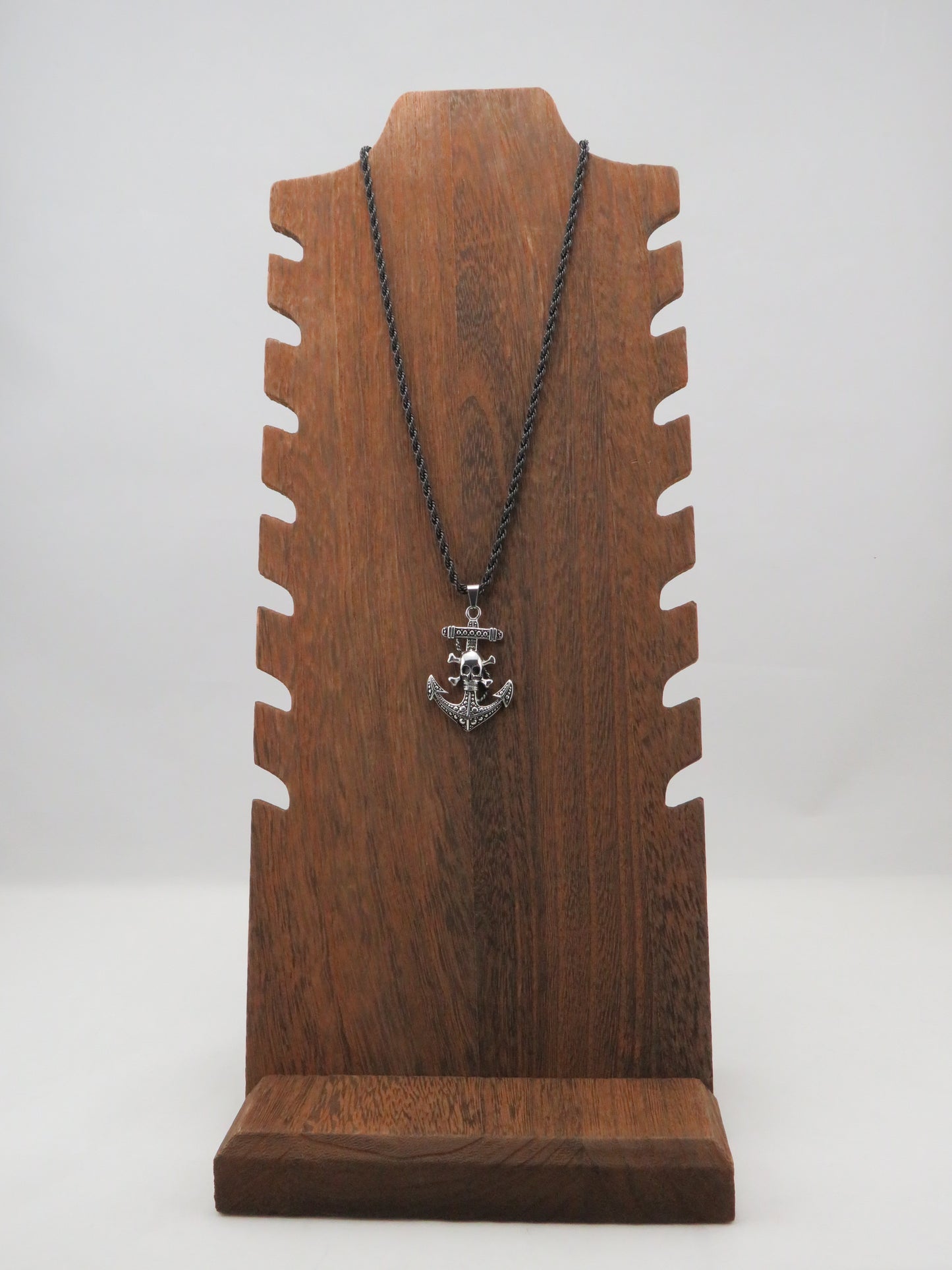 Fouled Anchor & Skull Stainless Steel Rope Necklace