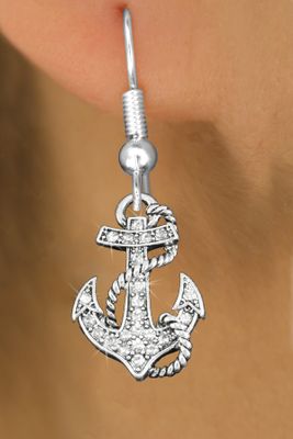 Fouled Anchor Rhinestone Earrings