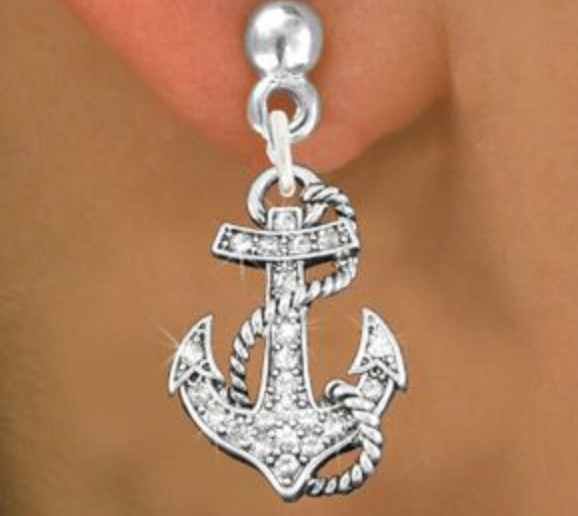 Fouled Anchor Rhinestone Earrings
