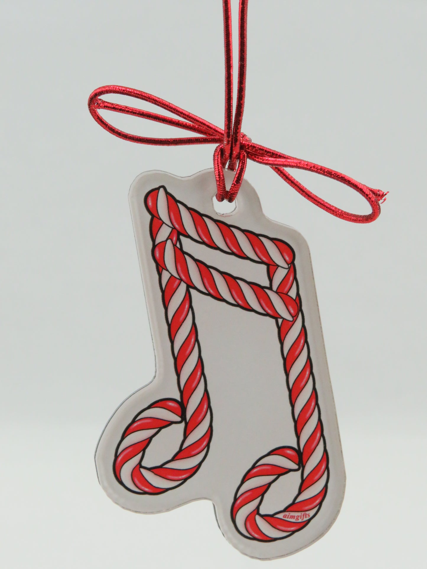 Acrylic Double 8th Note Candy Cane Ornament